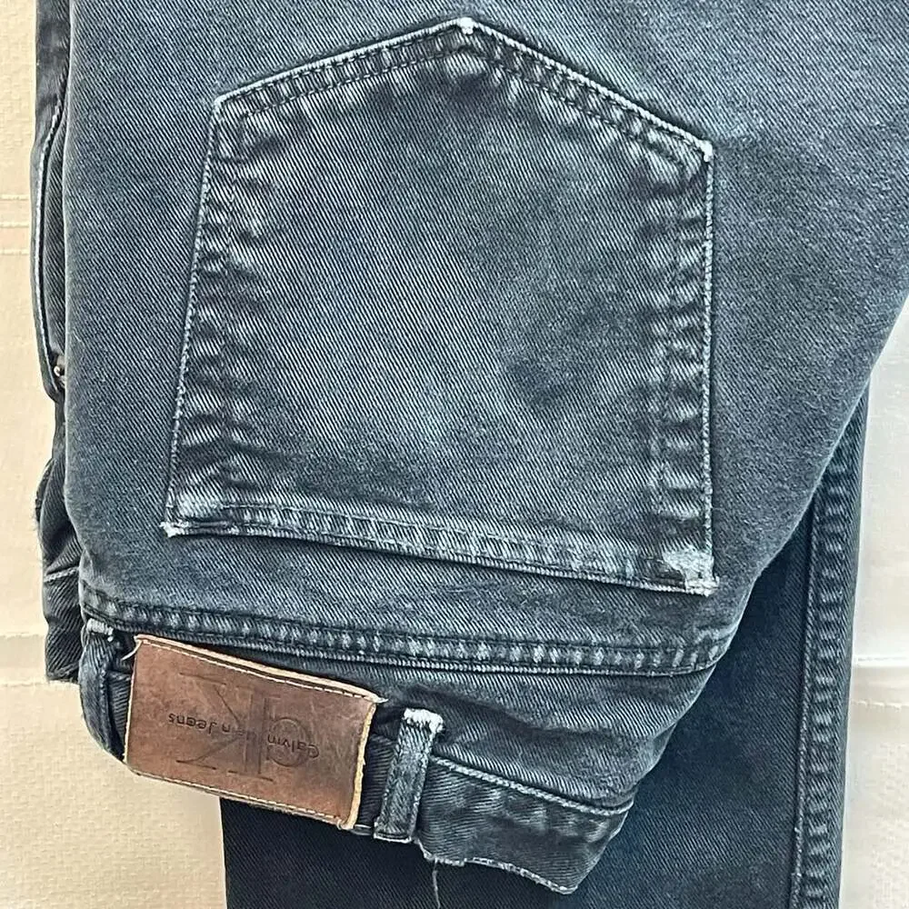 Vintage Y2K 36x30 Calvin Klein Jeans Straight Leg Black Washed Denim